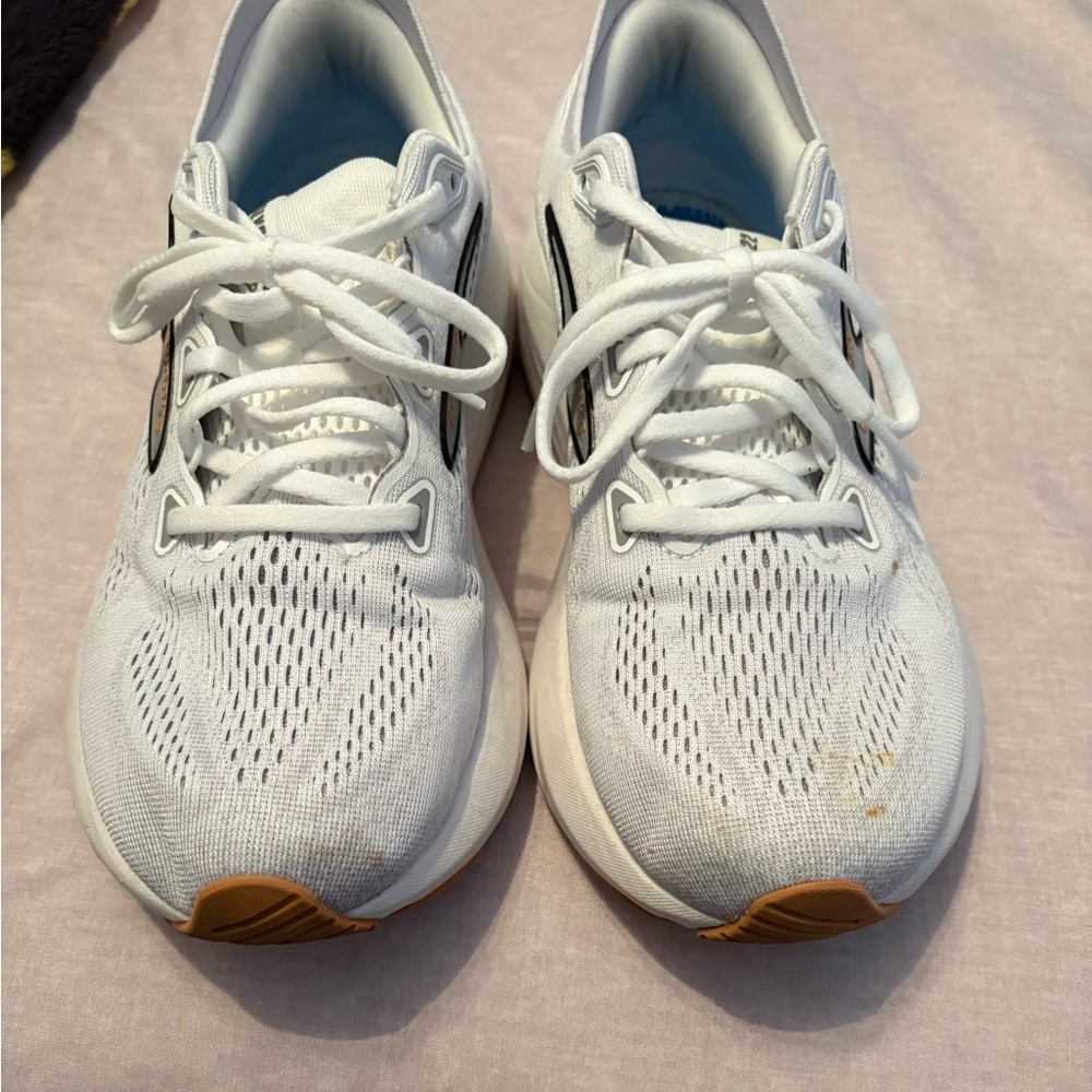 Brooks White and Tan Athletic Shoes